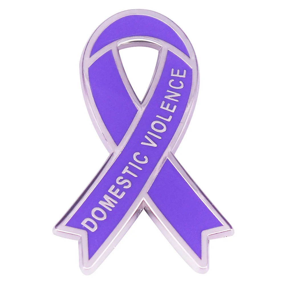 Purple Awareness Ribbon Enamel Brooch Symbol Against Domestic Violence Ribbon Series Badge Trend Jewelry Presents