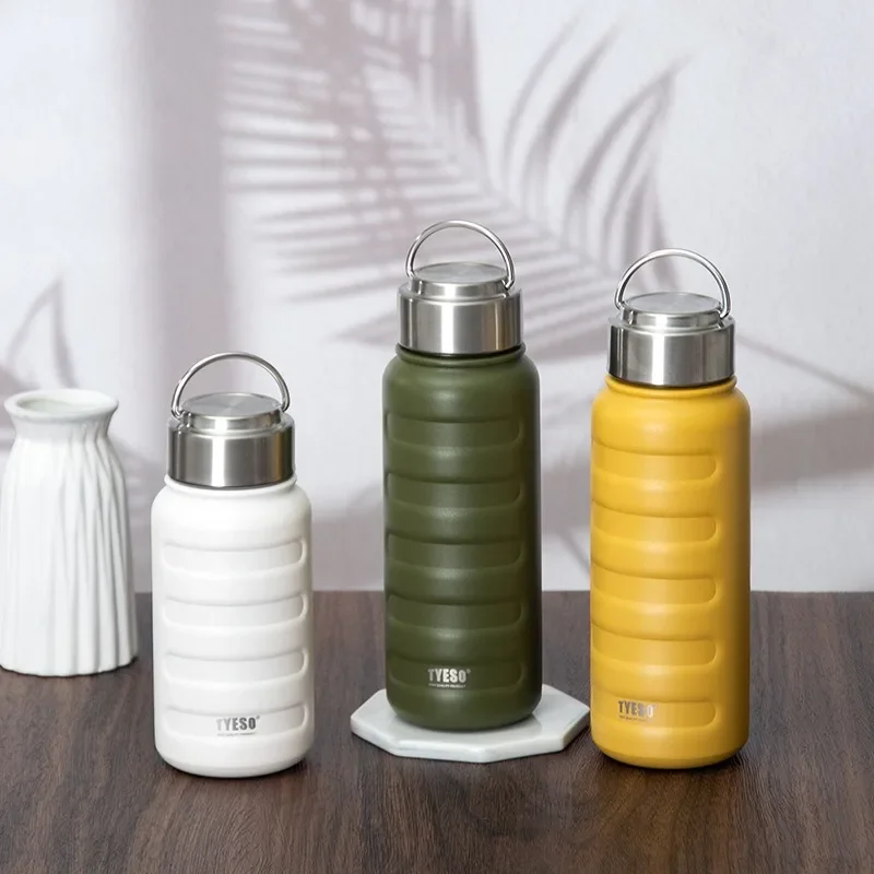Tyeso Isolierte Wasserflasche, doppelschichtig, Edelstahl, Isolierflasche, tragbarer Wasserbecher, Outdoor-Fitness, Sporttrinkgeschirr