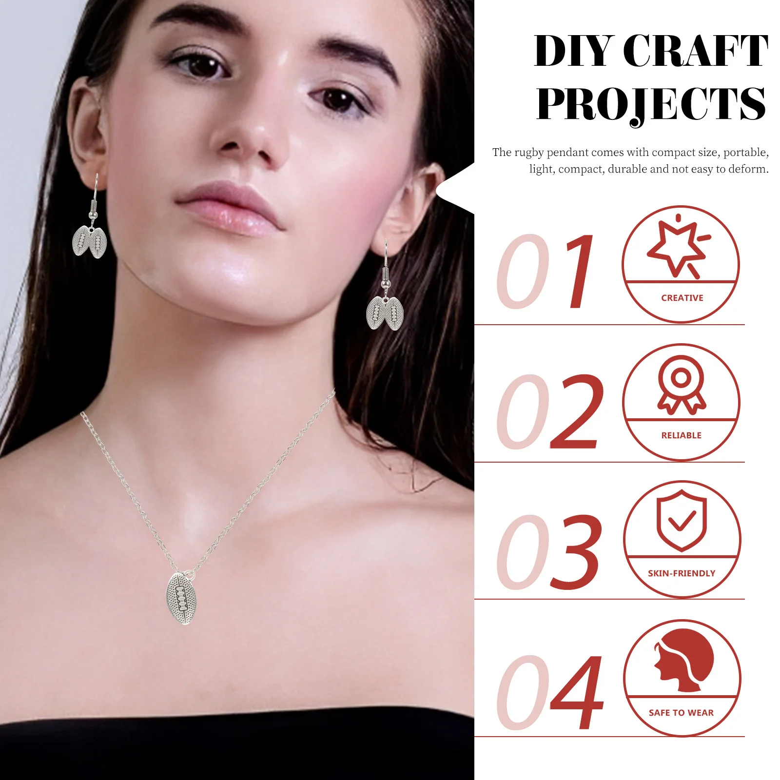 

50 шт., подвески в форме регби, кулон для самостоятельного изготовления ювелирных изделий, ожерелье, браслет, гладкий, компактный, легкий, прочный