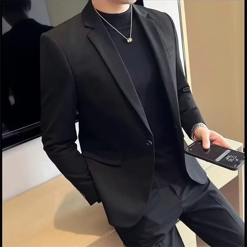 

Busin Casual Men's Suit Jaet Wedding Dr Code Formal Wear Outerwear Ensemble Polyester Fiber Double Slit Regular Collar