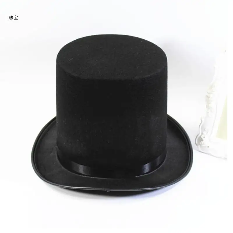 X5QE Vintage Fedora Top Hat Solid Color Short Brim Top Hat Western Cowboy Hat for Boy Men Adults Panama Hat