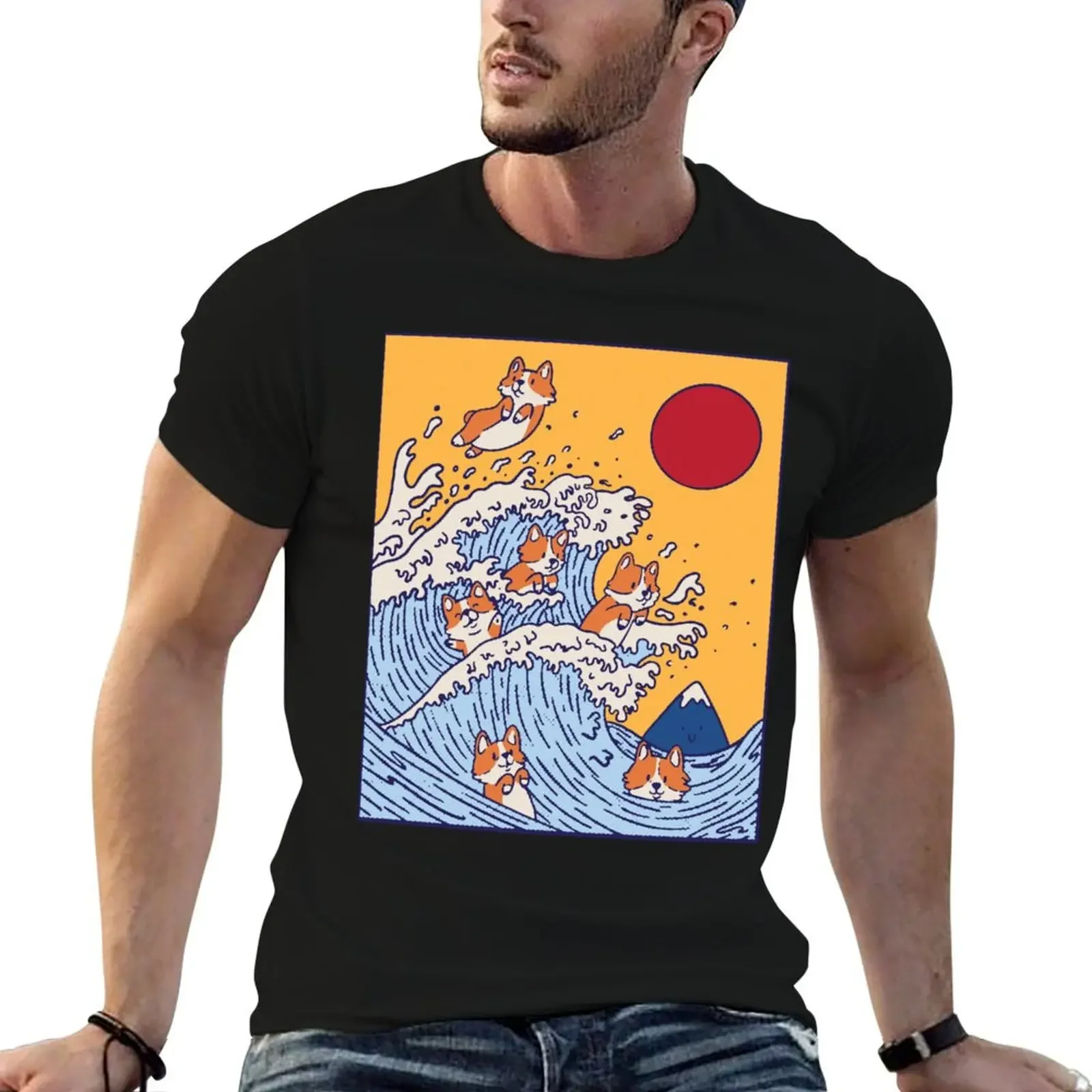 

The great wave of Corgis - Cute Corgi Puppies T-Shirt baggy shirts animal prinfor boys shirts graphic tee T-shirt men