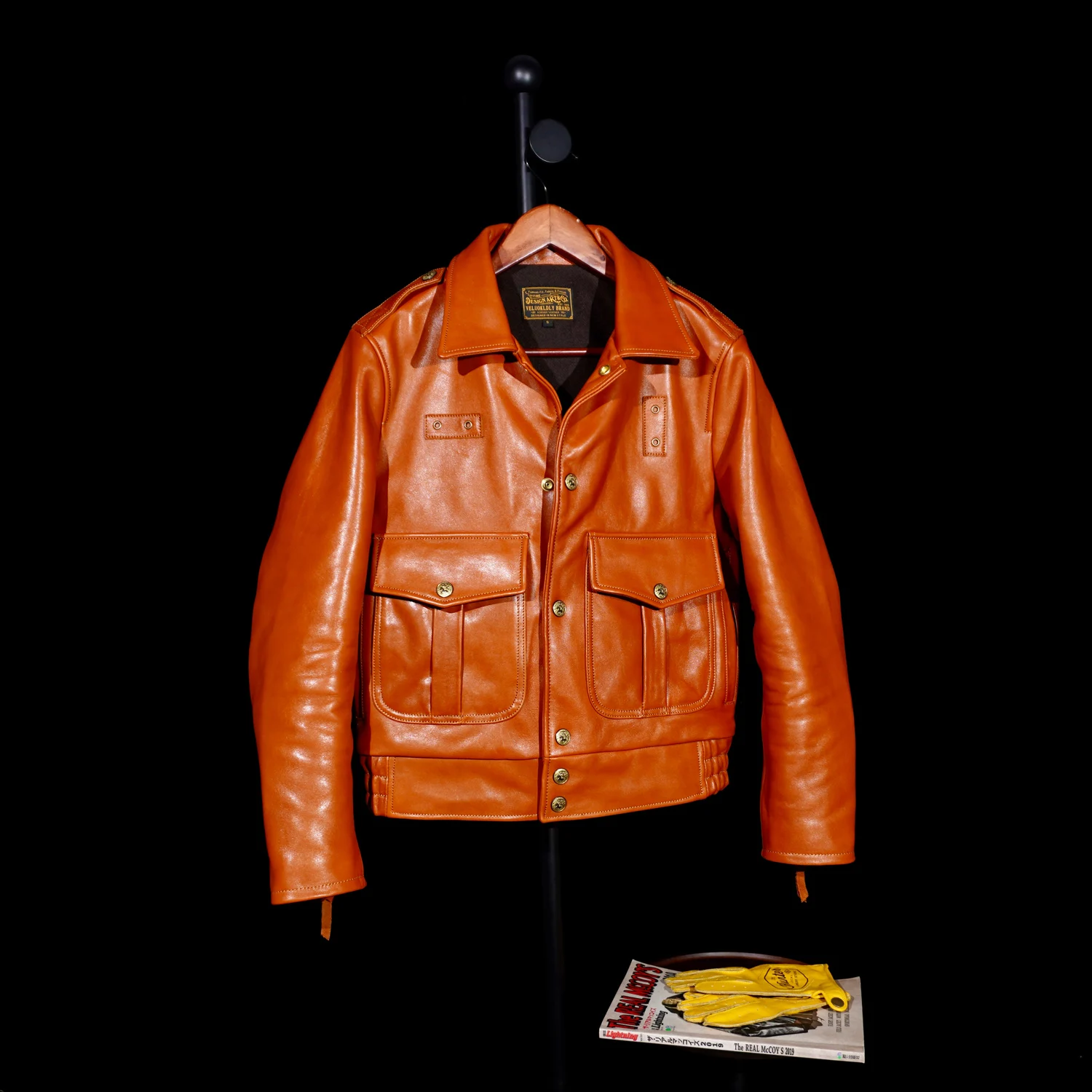 Tailor Brando Classic California Riders Multi Pocket Full Grain Vegetable Tanned Horsehide Men's Short Genuine Leather Jacket