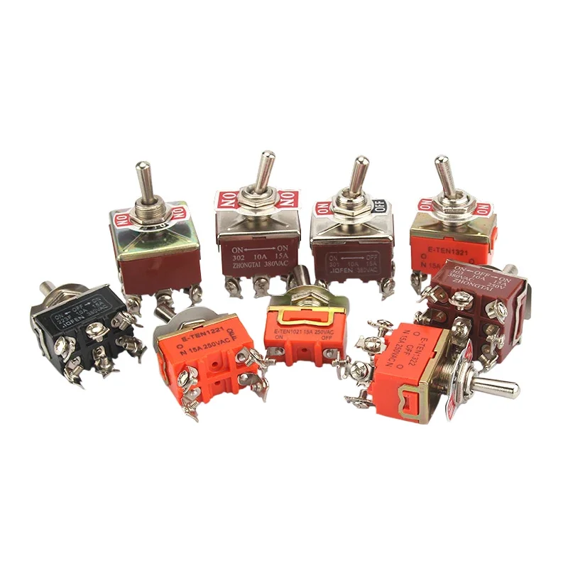 3pcs/lot E-TEN Knob Rocker Toggle Switch Self-locking/self-resetting 2/3/4/6/9/12-pin ON-OFF/ON-OFF-ON Optional