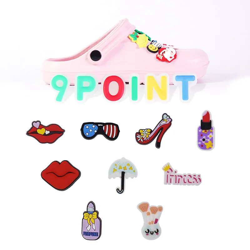 PVC Shoe Charms DIY Cartoon Makeup Shoe Accessories Valentine's Day  Shoe Decoration Buckles for Croc Sandals X-mas Gifts Pins