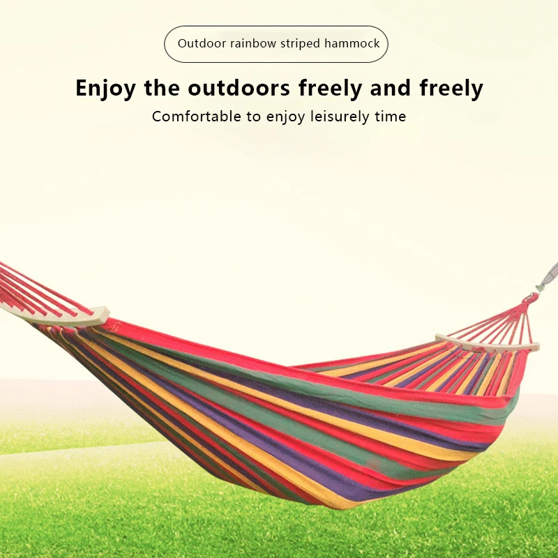 

Новый открытый Крытый Холст Одиночный Гамак Открытый Кемпинг Сад Детские Качели Утолщенный Полосатый Гамак Многофункциональный Гамак