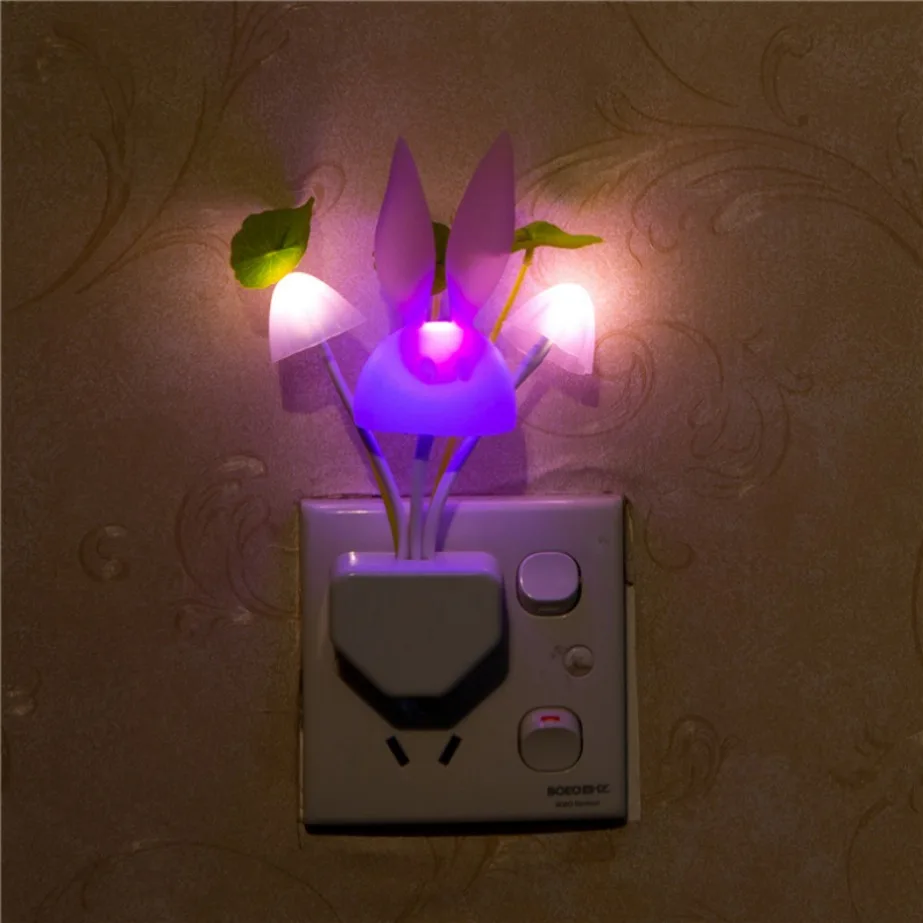 LED Night Light  Automatic Sensor Night Lamp EU/US Plug in Wall Light 110V-220V 3 LED Mushroom Night Lights For Children Bedroom