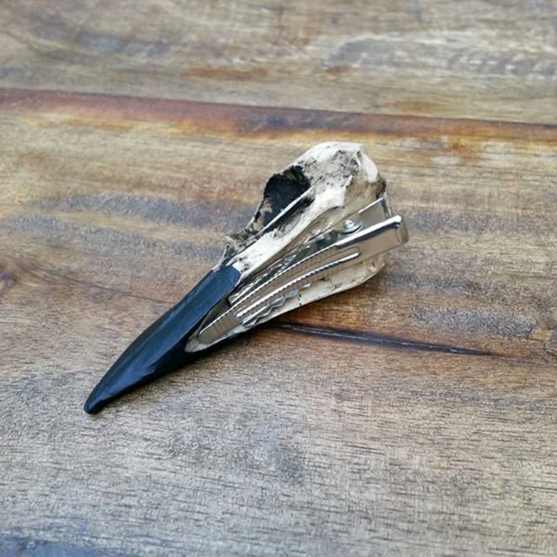 Goth Dark Creative Horror Skeleton Crow Head Hairpin Women Halloween Party Fun Hair Accessory