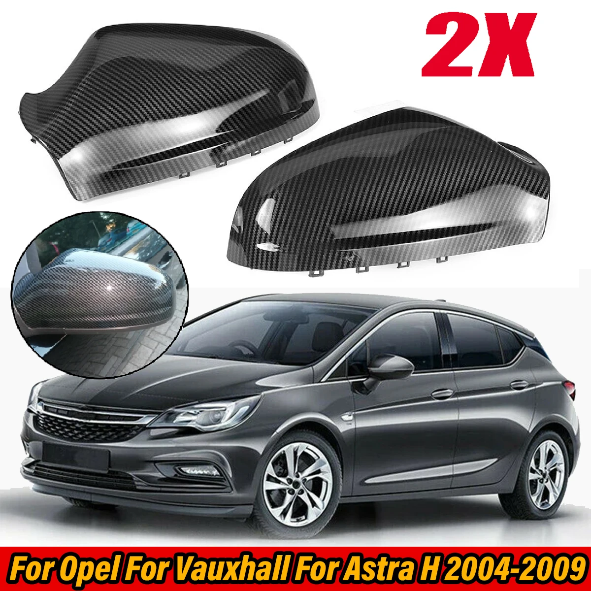 

For Opel For Vauxhall For Astra H 2004-2009 Car Side Door Wing Rear View Mirror Cover Carbon Fiber Look Replacement Parts