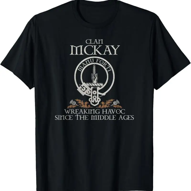 

Clan Mackay Of Strathnaver Tartan Crest Thistle Vintage T Shirt
