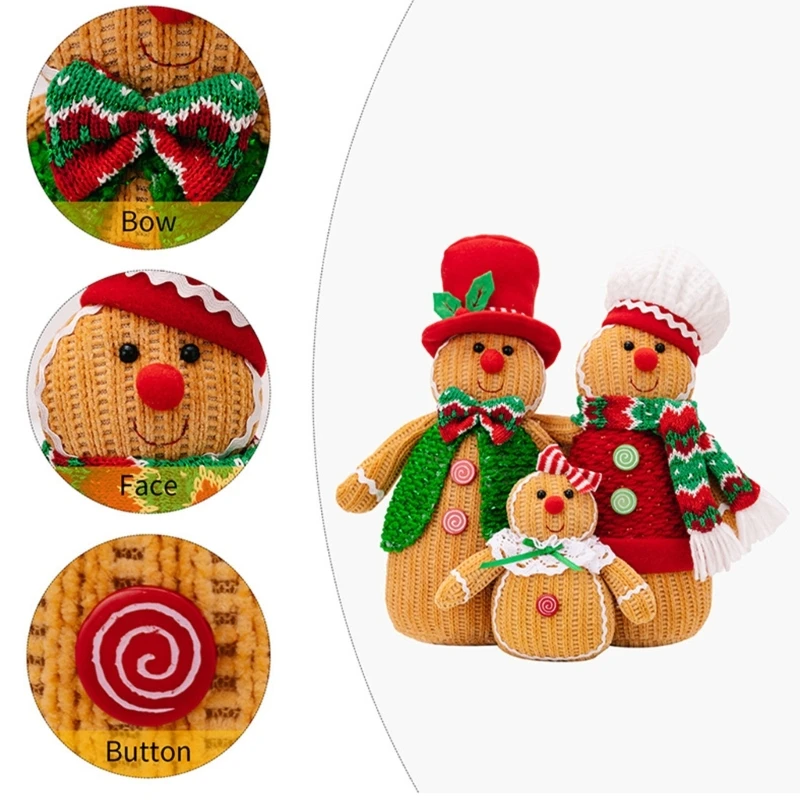 Multipurpose Charm Gingerbreads Family Figurines Set of 3 Colorful Handmade Home Decoration Accessory Collectibles Drop Shipping