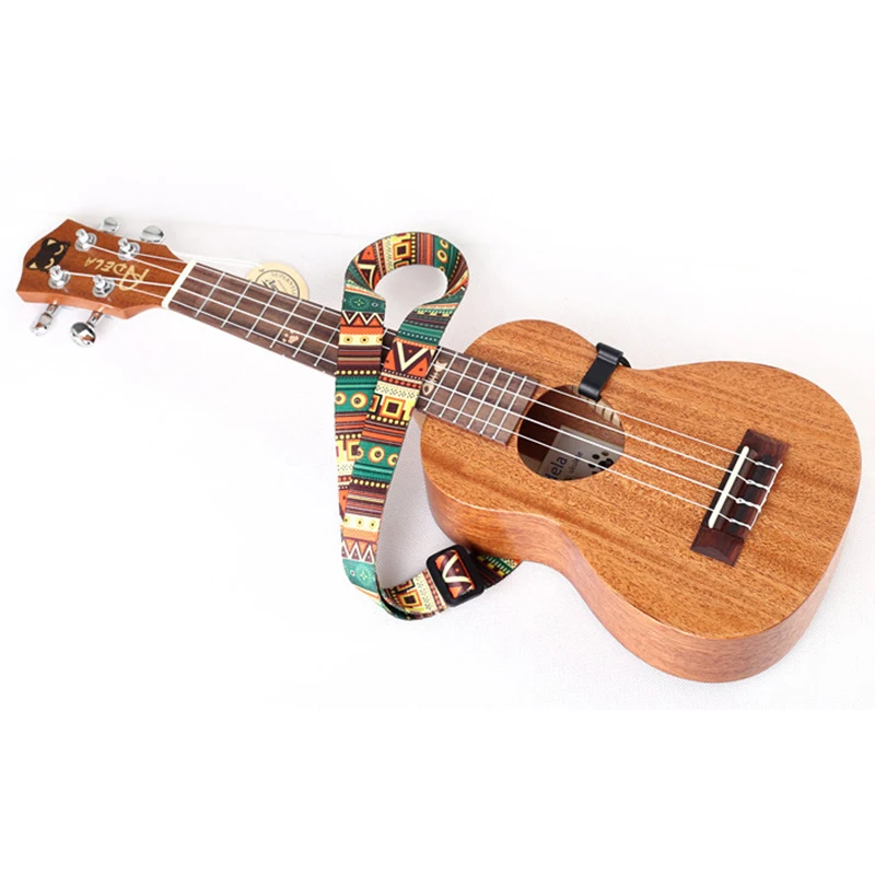 1~10PCS Ethnic Style Ukulele Strap Durable Adjustable Printing Ribbon Clip-on Hawaii Guitar Belt Sling Instrument Guitar