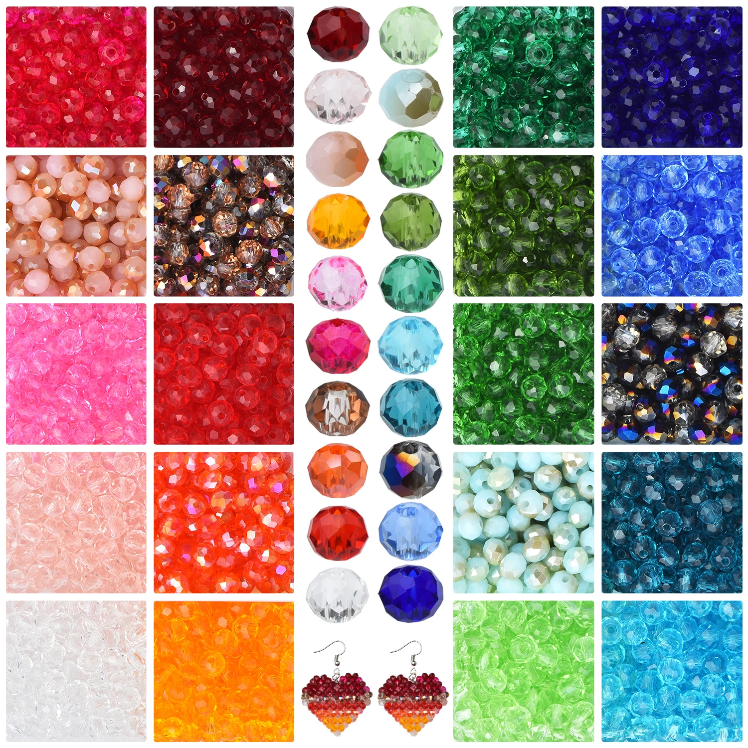 

3000Pcs 4mm 20Colors Faceted Glass Rondelle Crystal Round Loose Spacer Beads For DIY Making Jewelry Earing Necklace Accessories