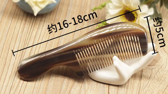 Ox Horn Comb Natural Anti Knot Comb Black Flower Color Small Smooth Ox Horn Massage Smooth Hair Comb