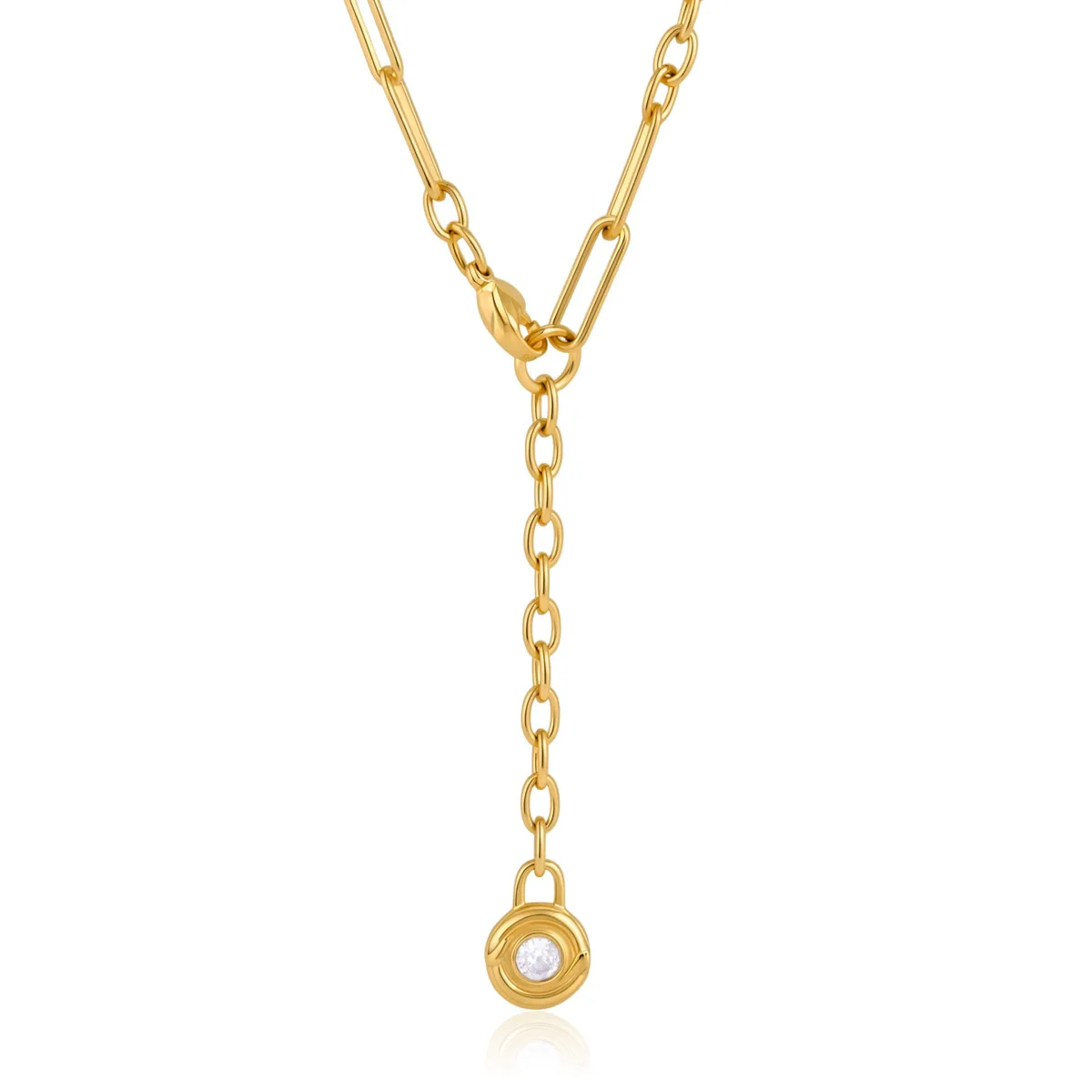 Trendy 18K Gold PVD Plated Y Shape Zircon Necklace For WomenGirls New Chunky Chain Party Necklace Jewelry