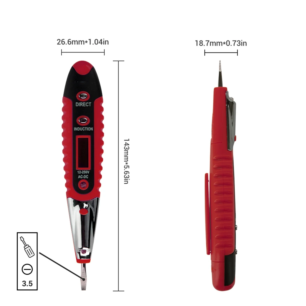 Digital Test Pencil Multifunction AC DC 12-250V Tester Electrical LCD Display Voltage Detector Test Pen