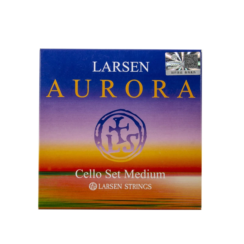 LARSEN Aurora Cello Strings Set, A-D-G-C, 4/4-1/4 Size, Solid Steel Core, Corrosion-resistant Alloy Winding, Medium, Ball End