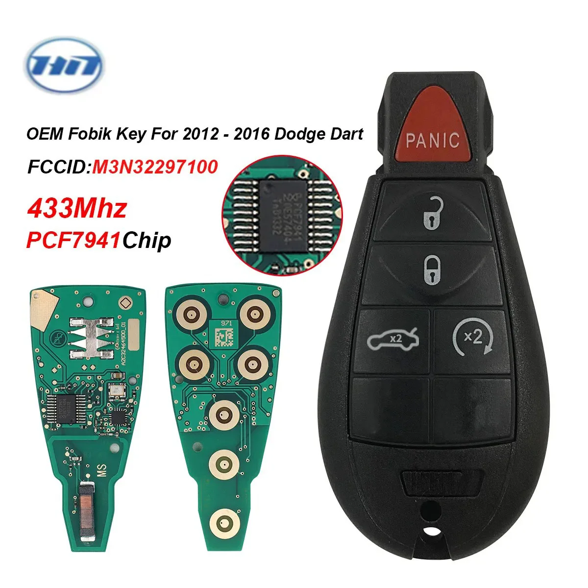 

Heynes M3N32297100 433mhz ID46 PCF7941 Remote Key For Dodge Dart 2012 - 2016 PCF7941 Car Key Fob 56046773AA 56046771AA