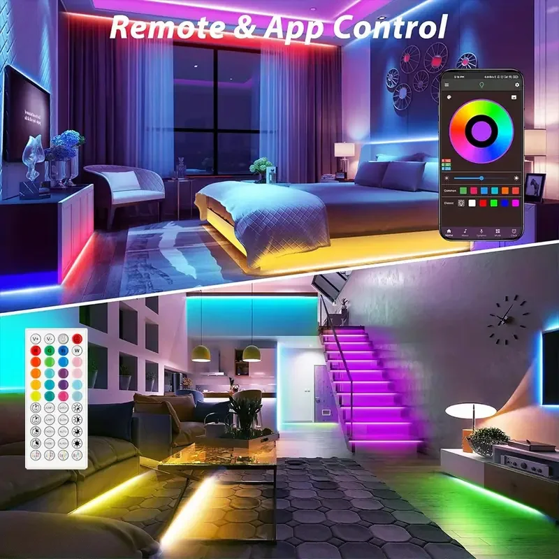 3M/3.28Ft-40M/131Ft LED Strip Lights APP Control Color Changing RGB Led Light Flexible Lamp Tape for Room Decoration