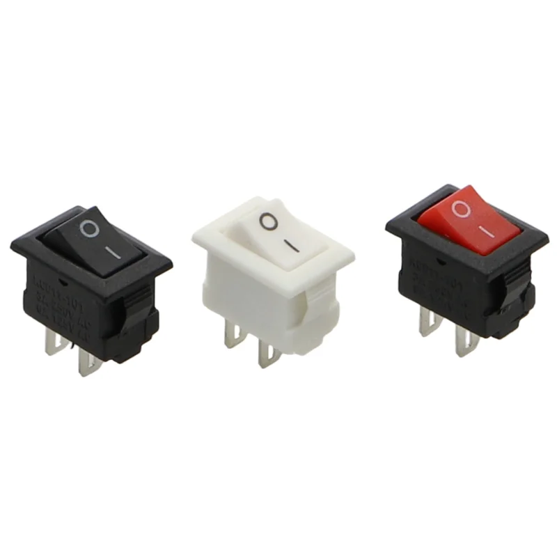 5/10Pcs Push Button Switch 10x15mm SPST 3Pin 3A 250V KCD11 Snap-in on/Off Mini Rocker Switch 10MM*15MM Black Red White DIY