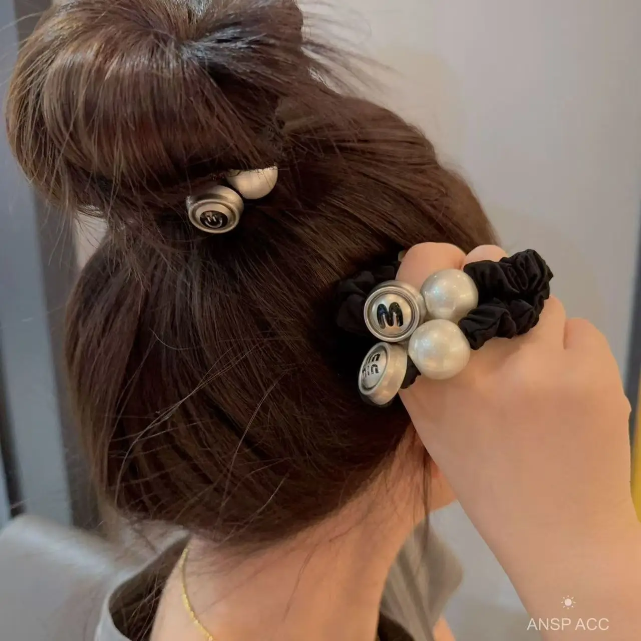 고급스러운 한국 스타일의 다용도 헤어 액세서리: 여성용 진주 머리끈, 2025년 신상 헤어 루프, 머리끈, 고무줄
