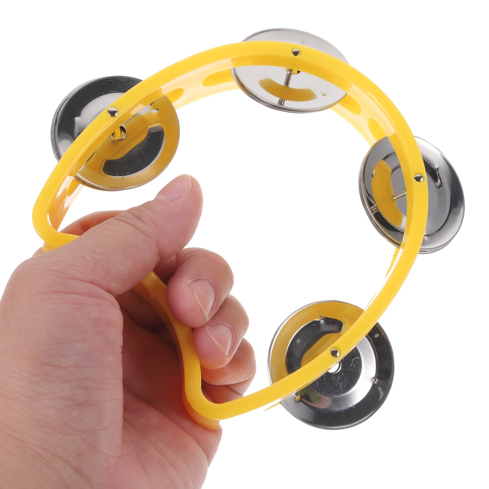 

2Pcs Kids Tambourine Instrument Durable Plastic Cutaway Handle Easy Grip Crisp Sound for Bands Classroom Tambourine