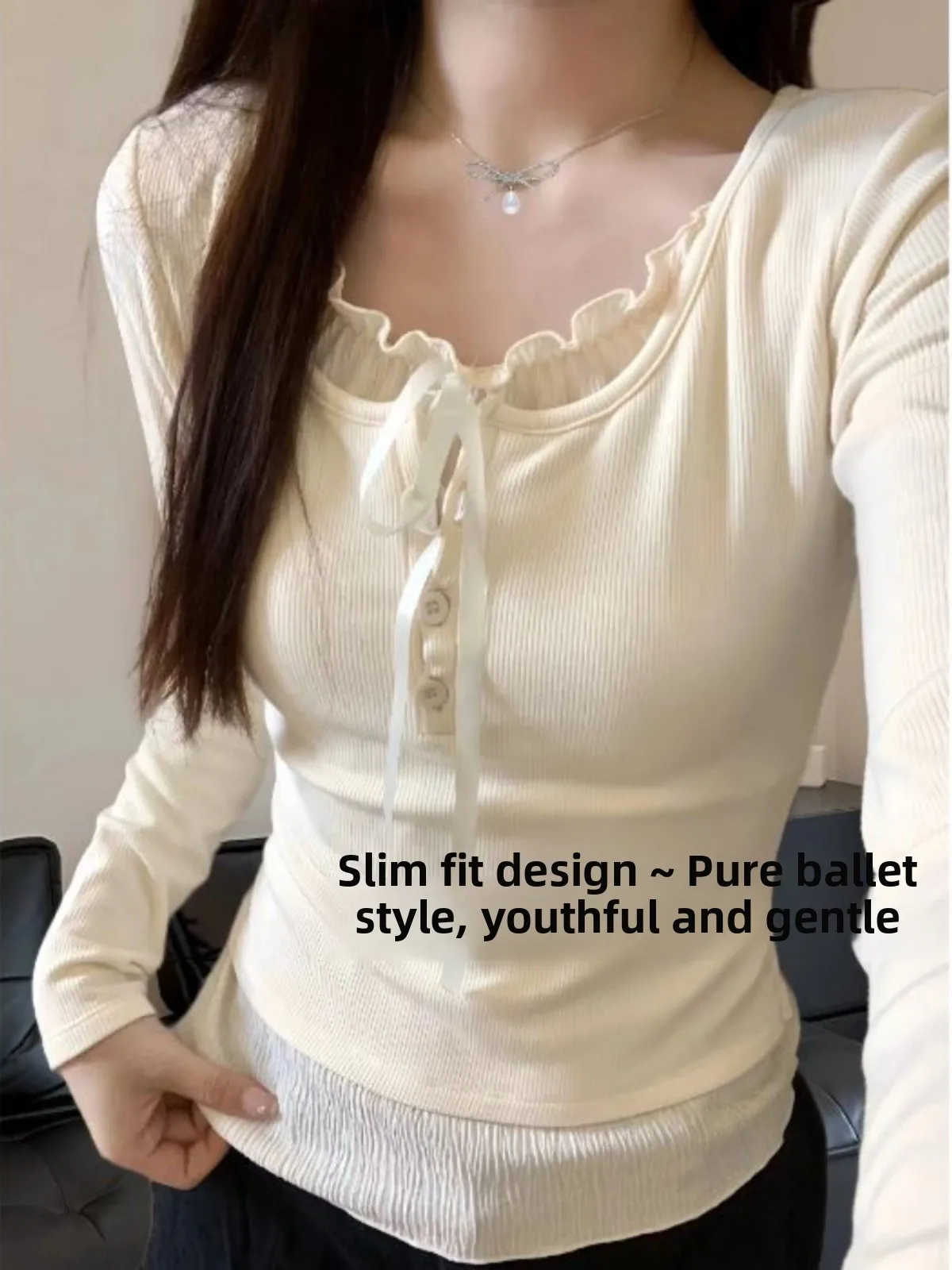 

Женская футболка Sweet And Spicy Long Sve, осенне-зимняя облегающая круглая футболка Ne с поясом Pure Desire BM Sle Top