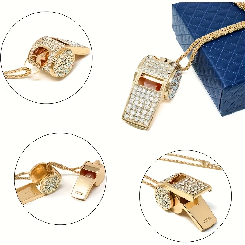Twisted Rope Chain Hip Hop Whistle Necklace, Eye-Catching Stereo Whistle Pendant Jewelry, Versatile for Wear & Training Use