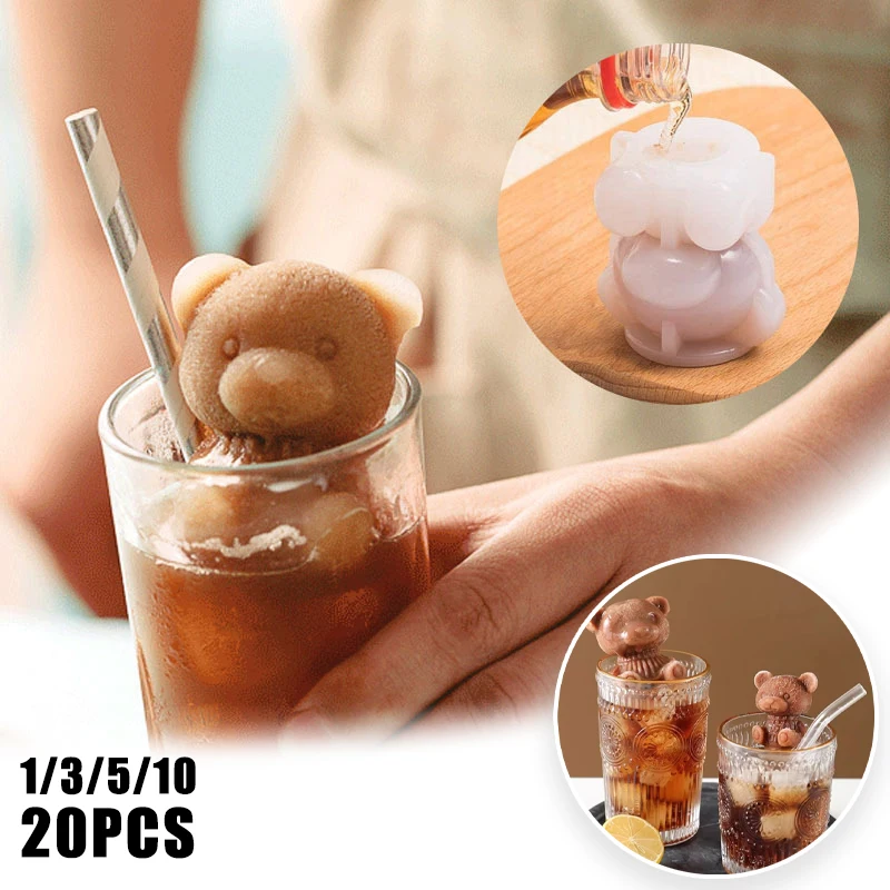 Reusable 3D Bear Ice Cube Mold Silicone Chocolate Cake Cream