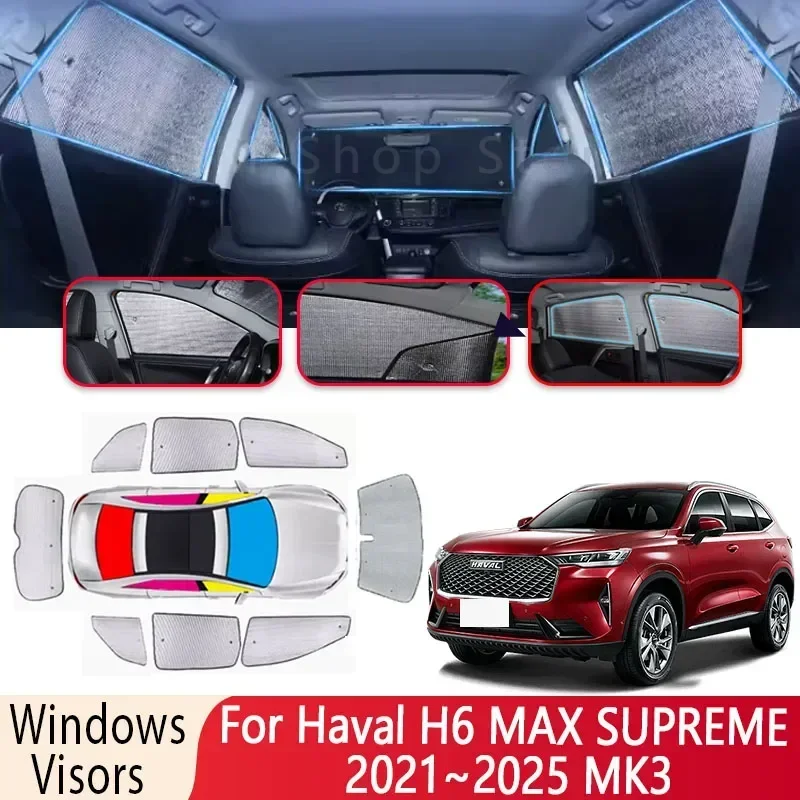 Car Sun Shade For Haval H6 MAX SUPREME 2021~2025 MK3 Heat Insulation Windshield Sunshade Auto Sun Protection Visor Accessories