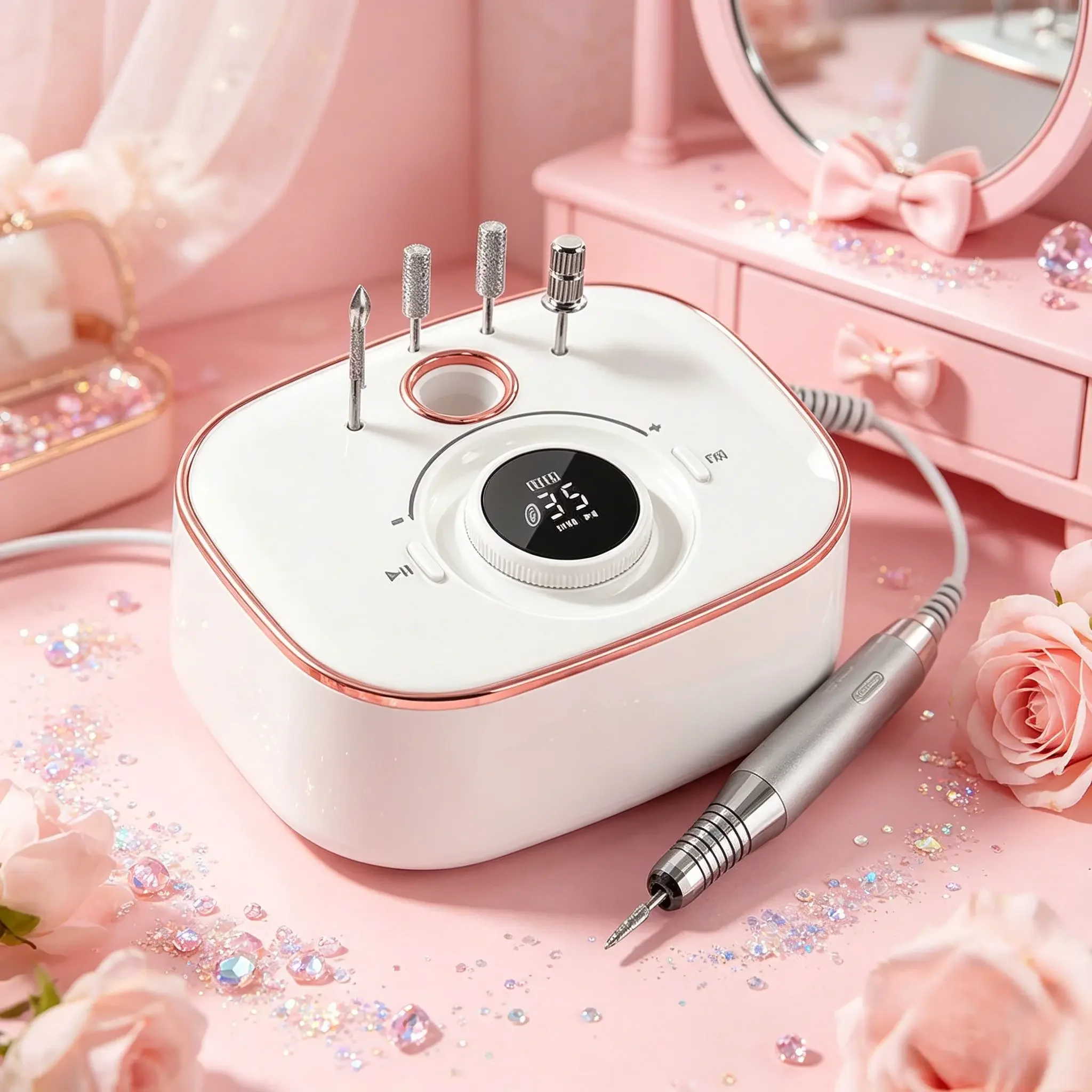 35000RPM Electric Nail Sander Set, Low Noise Manicure Drill with LED Display, Professional Nail Care Tools & Accessories