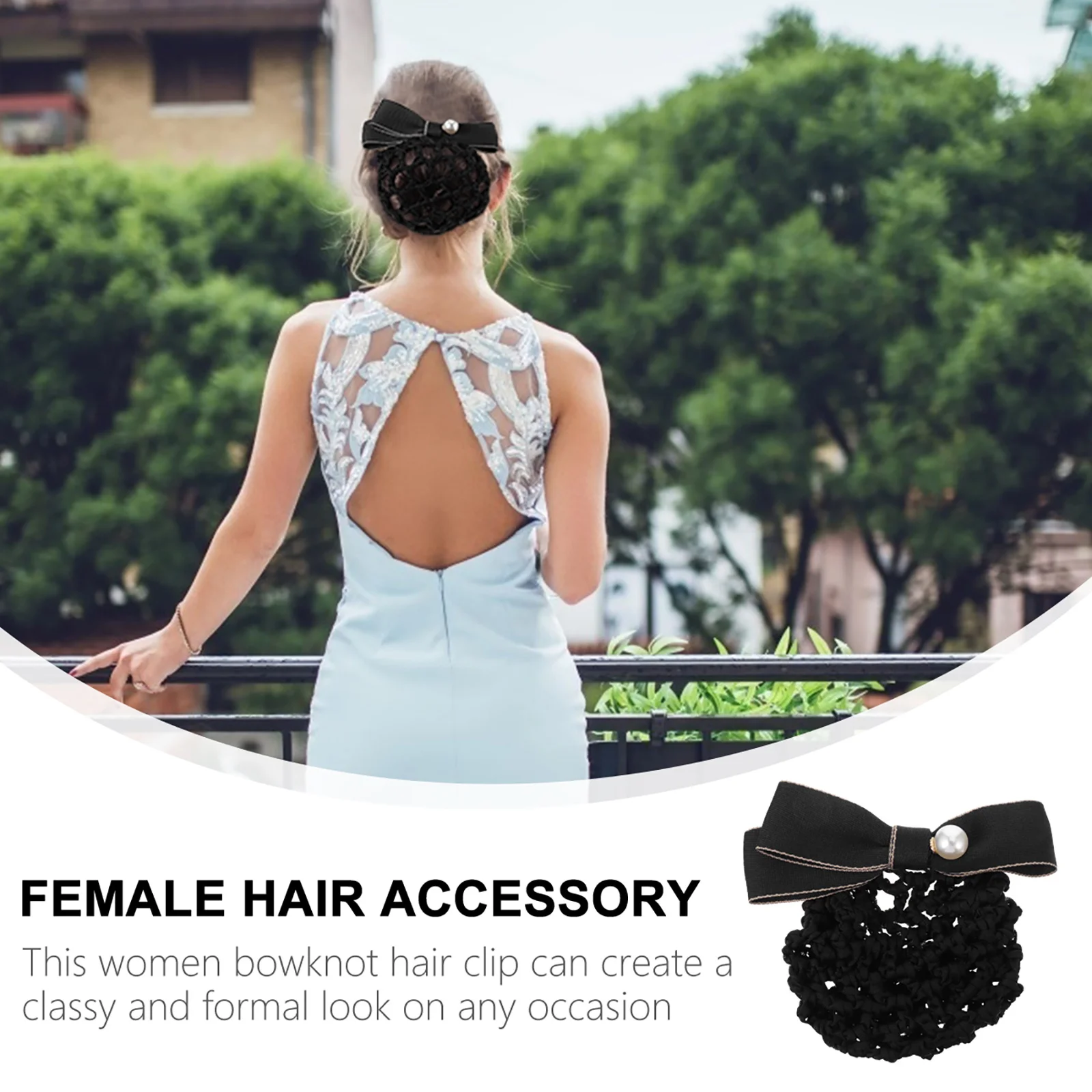 

Elastic Bun Bow-Knot Hair Snood Professional Office Headdress For Women Elegant Uniform Corporate Work Mesh Decoration Female