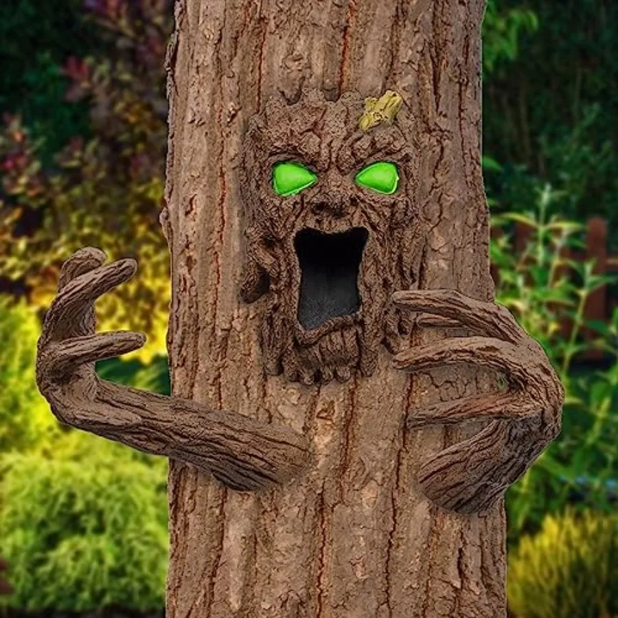 

Tree Bark Monster Yard Decor Bark Face Tree Person Decor for Garden and Halloween in Brown with Natural Texture and Weatherproo