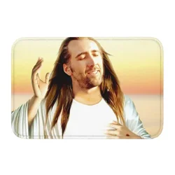 Nicolas Cage Front Door Mat Anti-Slip Outdoor Absorbent Jesus Meme Doormat Kitchen Balcony Entrance Rug Carpet