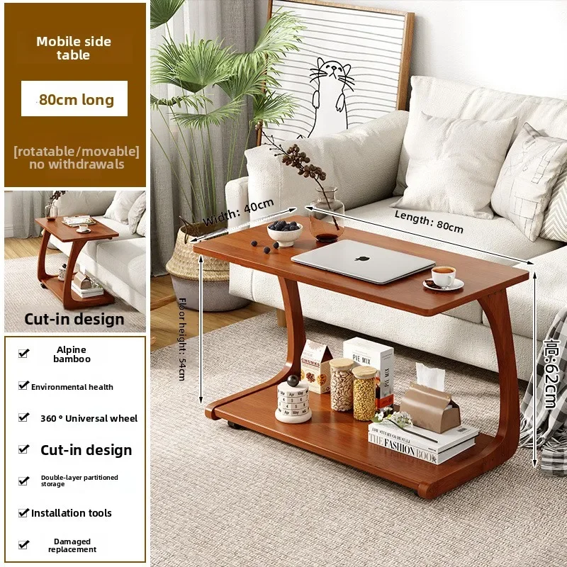 Exquisite Multi-functional trolley small coffee table bedside table removable side computer desk rack
