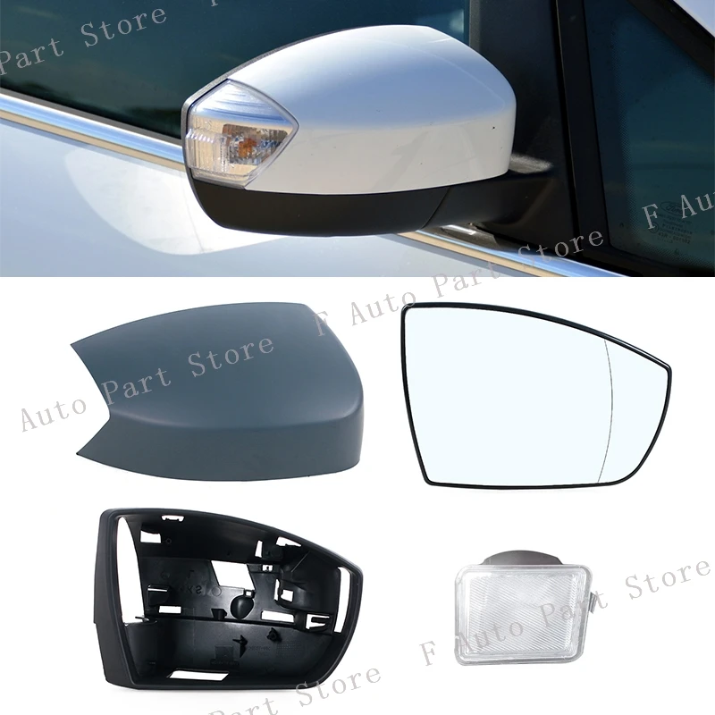 

For Ford S-MAX 2006-2015 C-MAX 2011-2015 KUGA ESCAPE 2008 Side Mirror Cover Frame Rearview Mirror Lens Glass Floor Light Lamp