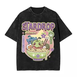 Junimos Ramen Stardew Valley Washed T Shirt Streetwear Hip Hop T-Shirts Game Anime Tees Men Women Cotton Oversize Printed