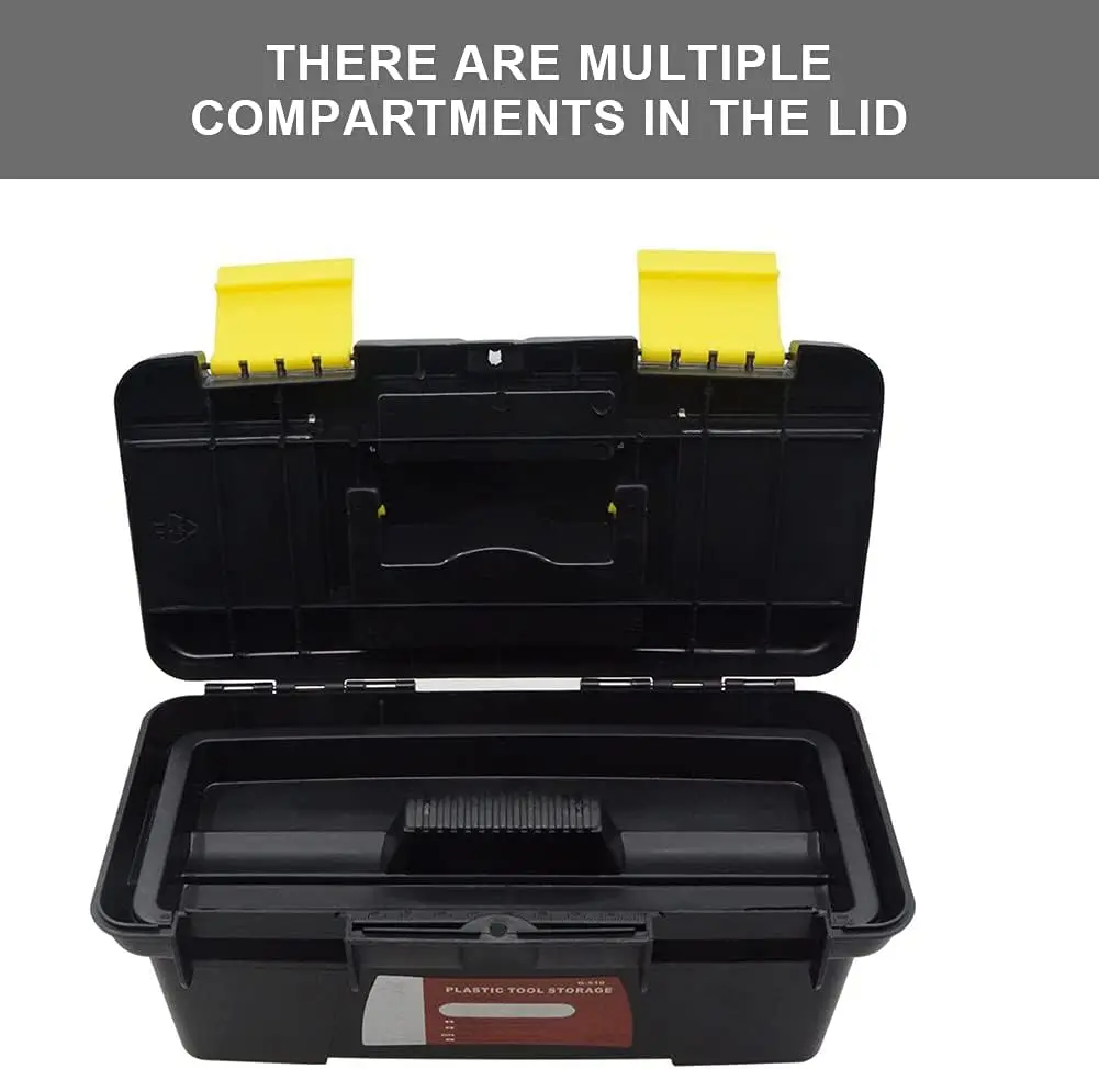 10 inch Double-Layer Tool Storage Box,Hand Tool Case Portable Toolbox 2 Layer Plastic Hand Tool Chest Storage Case.