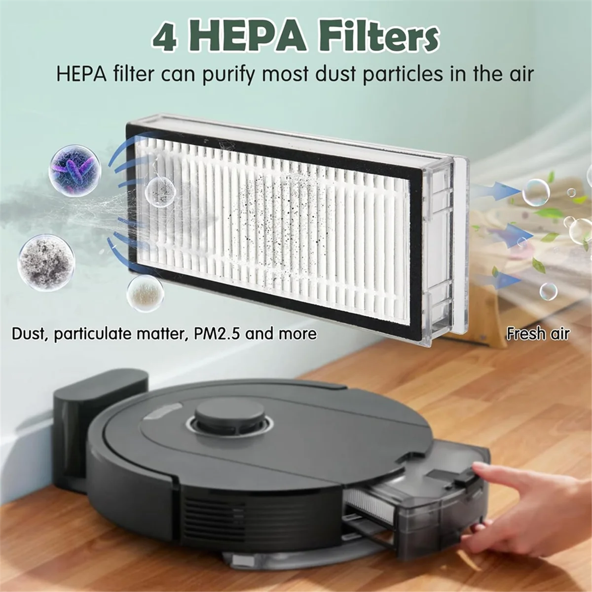 ABKR For Roborock Q5 Pro / Q5 Pro+ / Q8 Max / Q8 Max+ Robot Vacuum Main Side Brush Hepa Filter Mop Cloth Dust Bags Parts