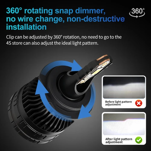 Imagen 2 del producto 60000LM H4 H7 H11 LED CANbus H1 H8 9005 9006 HB3 HB4 faro Led Turbo de alta potencia lámpara antiniebla automática 6000K superbrillante 12V con ventilador
