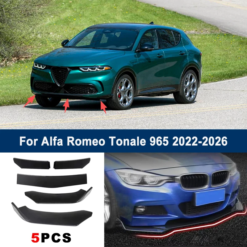 Model Kit Alfa Romeo - アルファロメオ トナーレ 965 2022-2026年モデル用、調整可能な5ピースフロントバンパーリップスポイラー保護装飾キット、車体キット