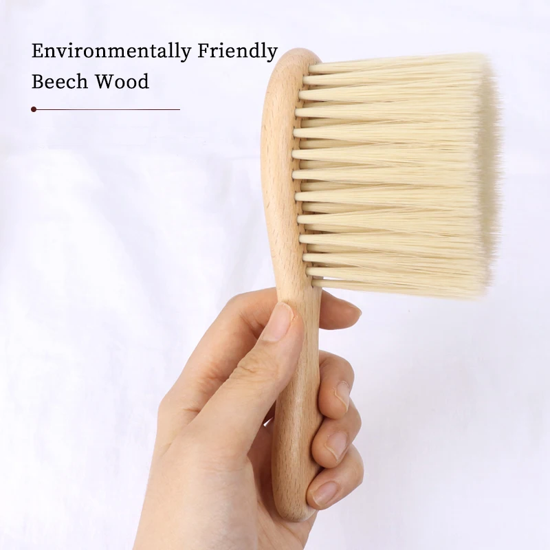 Holz-Nackenstaubbürste mit Weichen Borsten, Geeignet für Haarschnitt und Gesichtsreinigung für Haaraccessoires – Detail 3
