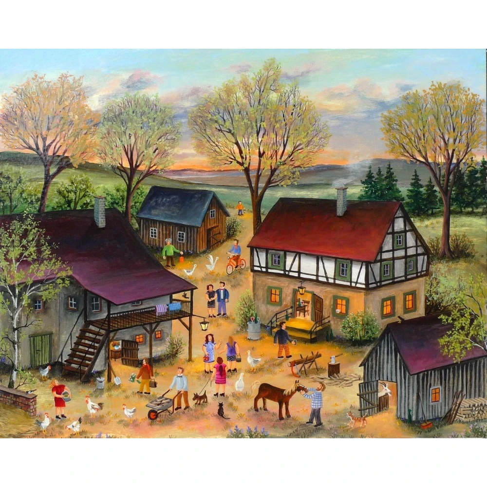 

500/1000/1200/2000 PCS Jigsaw Puzzles Peaceful Life in the Town Family Activity Relaxing Games for Living Room Home Decor Gift