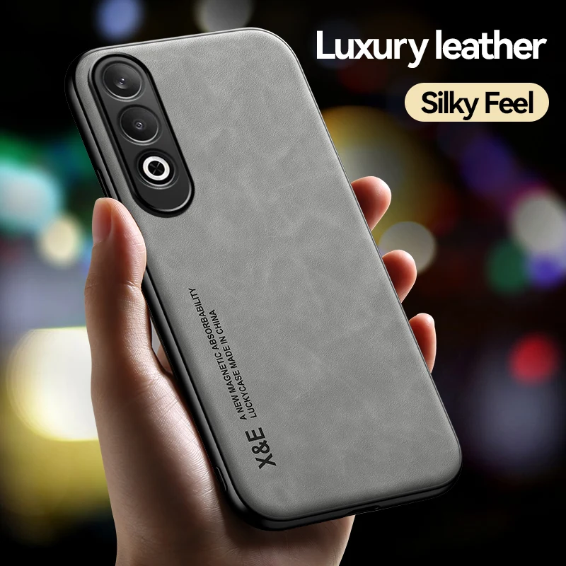 

For 1+Nord CE4 Case Luxury Leather Magnetic Car Holder Phone Case For OnePlus Nord CE4 NordCE4 CE 4 5G CPH2613 6.74" Back Cover