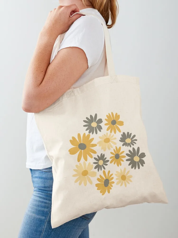 Yellow Daisies Tote Bag foldable reusable bag shopping bag logo custom bags Canvas Tote