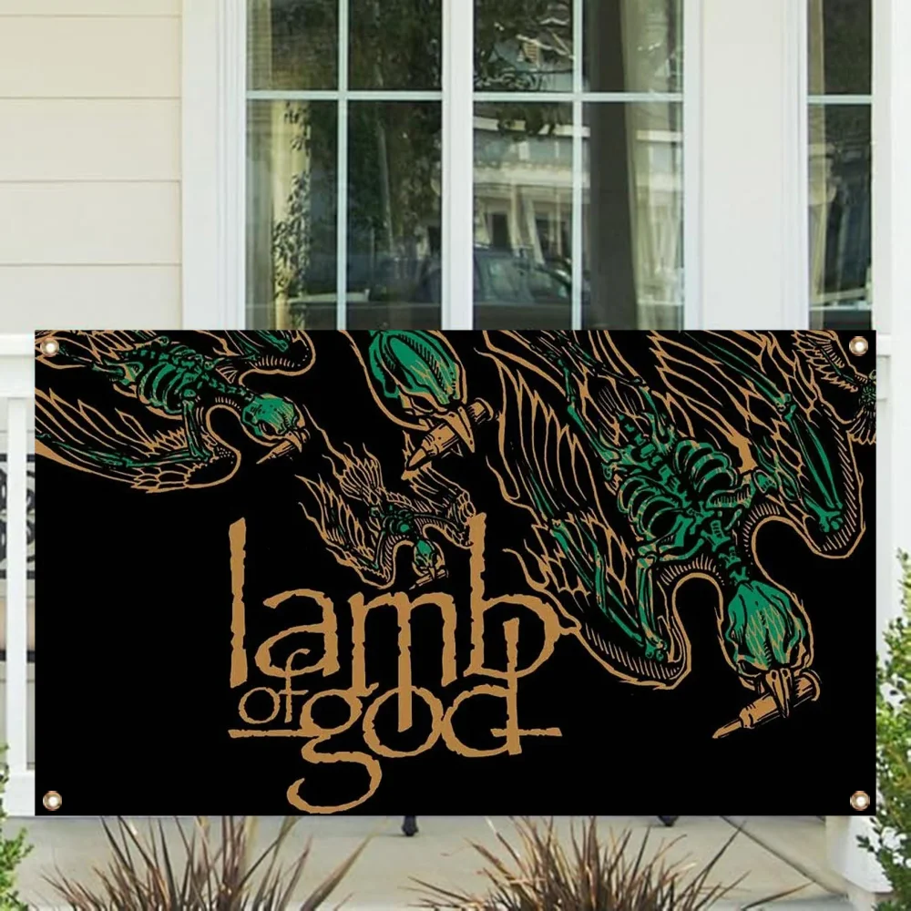 Outdoor Flags Banners ROCK-lamb of God Decor Room Aesthetic Four Hole Single Sided Flag Polyester Wall Decoration Decorations