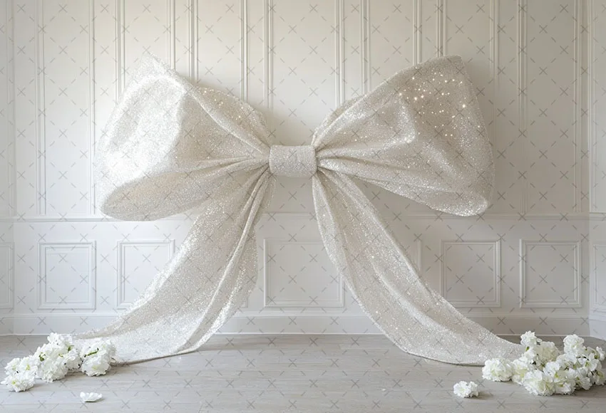 Mehofond Photography Background White Room Bow Floral Girl Birthday Party Maternity Wedding Portrait Decor Backdrop Photo Studio