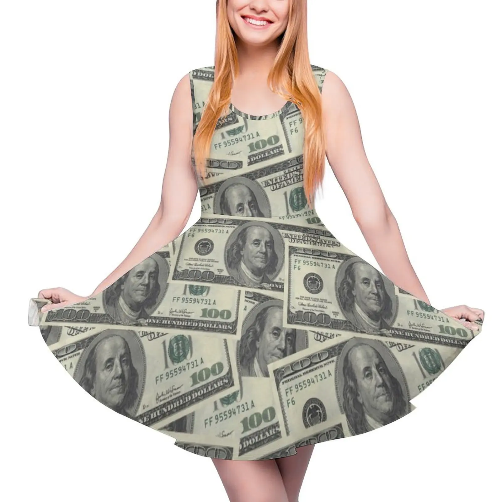 

$100 Dollar Bills Texture Sleeveless Dress clothes for women dresses for special events women dress