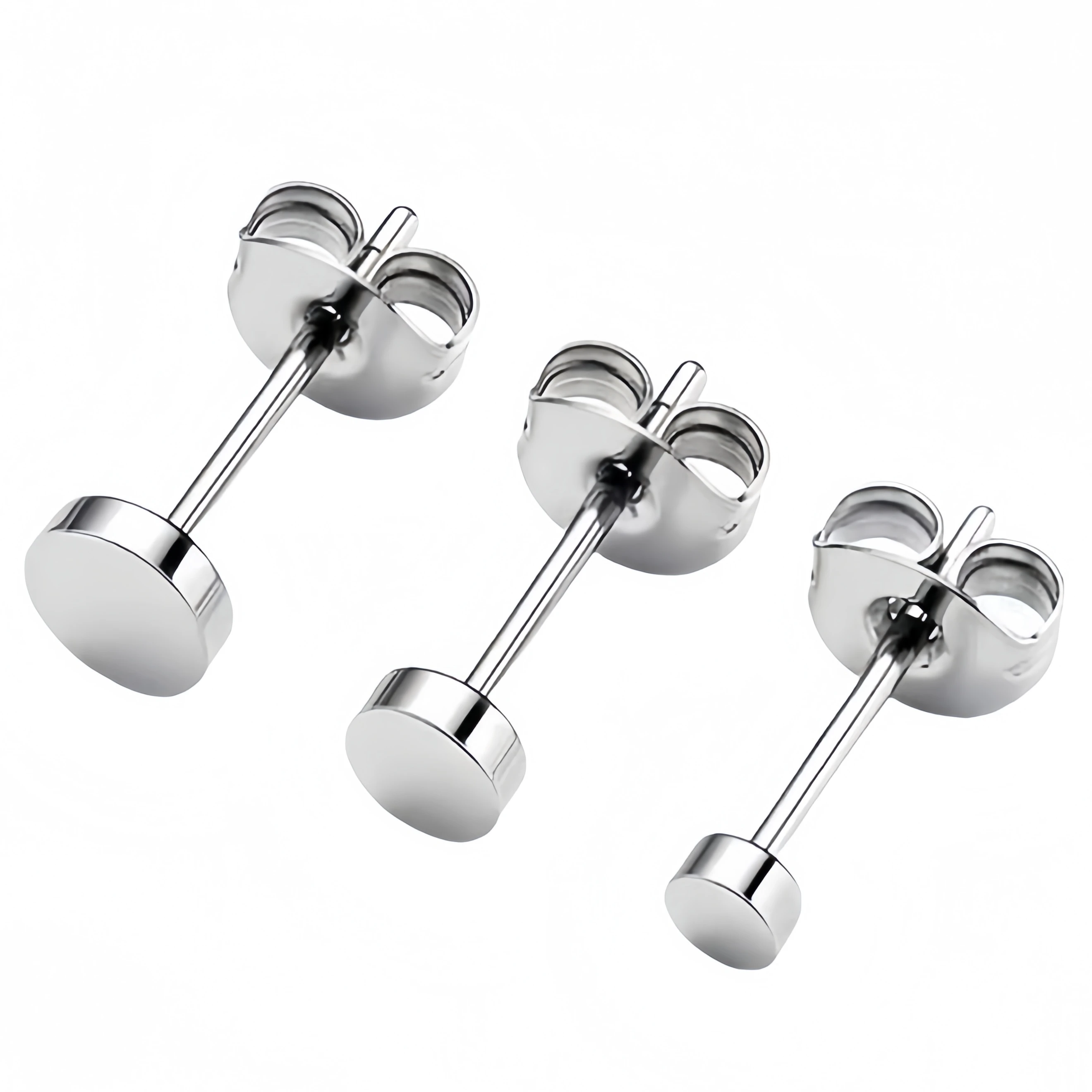 Male Women's Black Round Dot Stainless Steel Studs Earrings Punk Korean Fashion Piercings Ear Jewellery Y2k Accessories 3-10MM