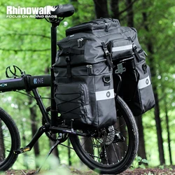 Borsa laterale per bici Rhinowalk 3 In 1 grande capacità con copertura antipioggia portapacchi posteriore borse per bagagliaio per biciclette pieghevoli da strada Mtb E-Bike